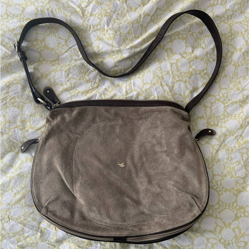 Bruno Rossi Suede Saddle Bag Taupe